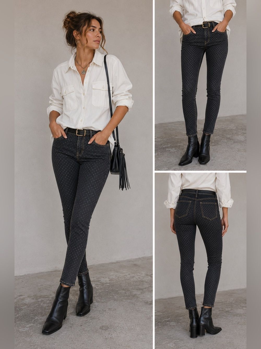 Raffaello Rossi Trend Line Women’s Slim Leg Black Jeans Gold Trim Sz32 See Notes